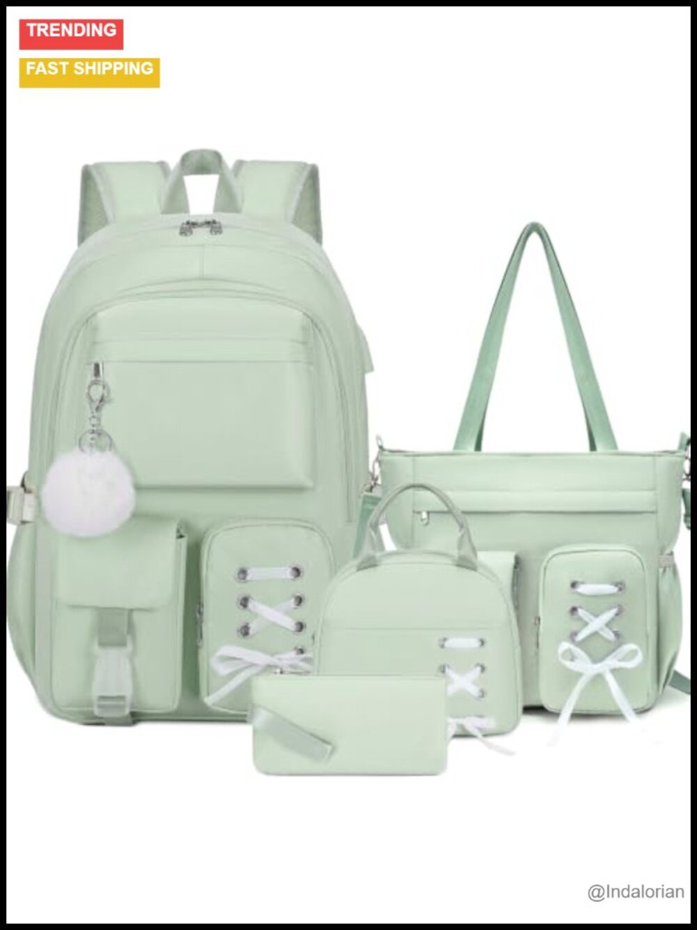 4-Piece Girls Backpack Set with Lunch Bag, Crossbody Bag & Pencil Pouch